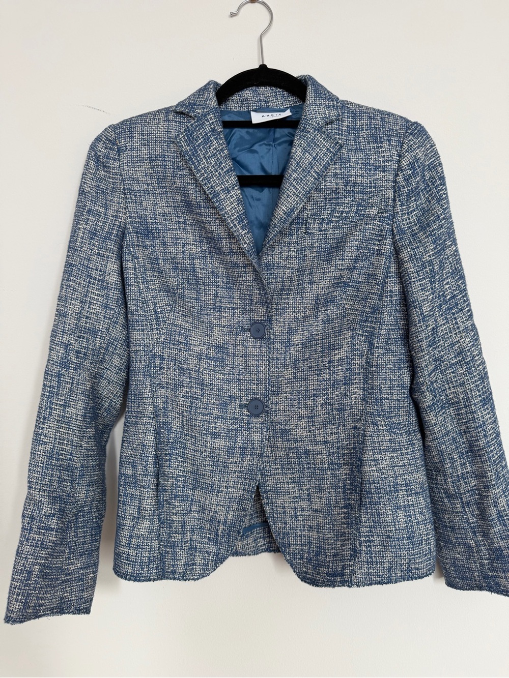 Akris Punto Blue and White Tweed Blazer Size 4